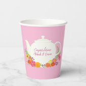 Tee-Party Kinderdusche Teapot Pink Girl Pappbecher (Rückseite)