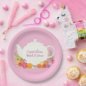 Tee-Party Kinderdusche Teapot Pink Girl Pappteller (Party)