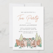 Tee-Party Kindergeburtstag Einladung (Vorderseite)