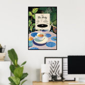 Tee-Party-Kunstposter Hinterhofgarten-Illustration Poster (Heimbüro)