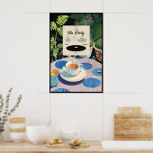 Tee-Party-Kunstposter Hinterhofgarten-Illustration Poster (Küche)
