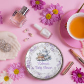 Tee Party Lavender Garden Floral Baby Dusche Button