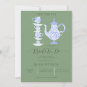 Tee Party Lavender Green Boho Lace Brautparty Einladung (Vorderseite)