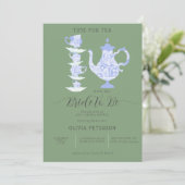 Tee Party Lavender Green Boho Lace Brautparty Einladung (Stehend Vorderseite)