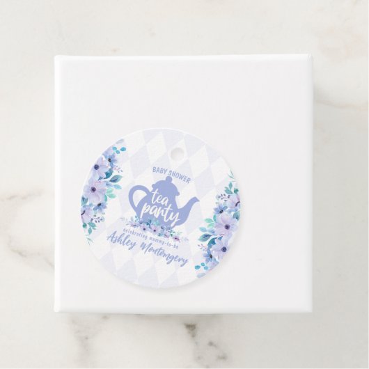 Tee-Party Lila Watercolor Kinderdusche Geschenkanhänger (Beispiel)