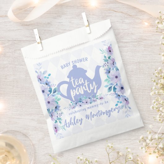 Tee-Party Lila Watercolor Kinderdusche Geschenktütchen (Ausgeschnitten)