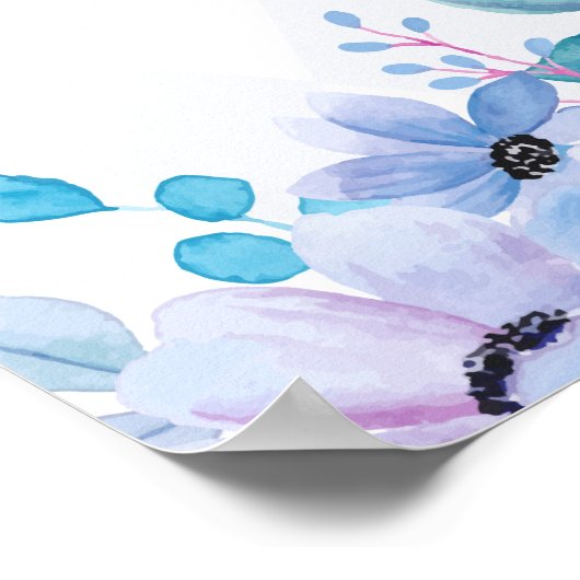Tee-Party Lila Watercolor Kinderdusche Poster (Ecke)