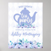 Tee-Party Lila Watercolor Kinderdusche Poster (Vorne)
