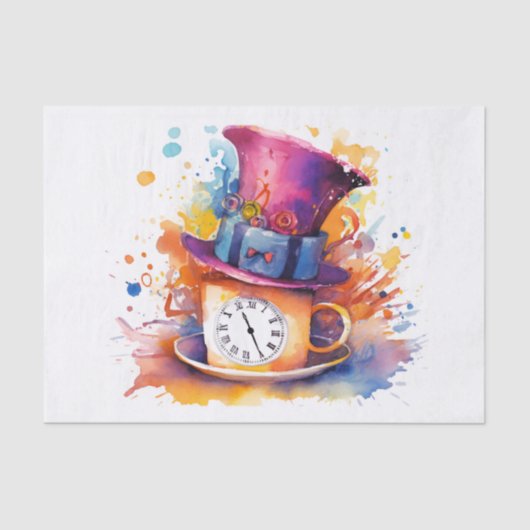 Tee-Party Mad Hatter Alice im Wunderland Decoupage Seidenpapier (Vorderseite)