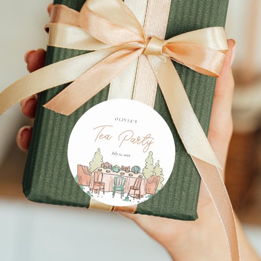 Tee-Party-Mädchen Geburtstag niedlich Runder Aufkleber