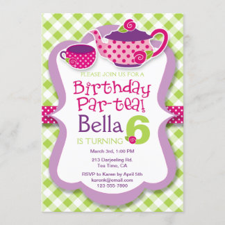 Tee-Party-Mädchen-Geburtstags-Party Einladung