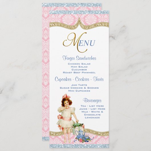 Tee-Party-Menü Einladung (Vorne/Hinten)