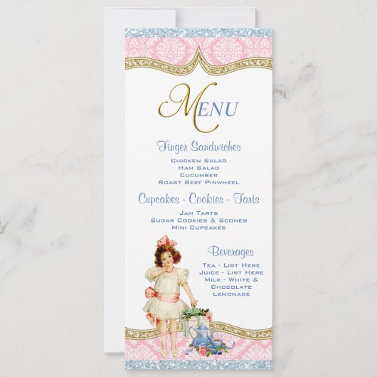 Tee-Party-Menü Einladung (Vorderseite)