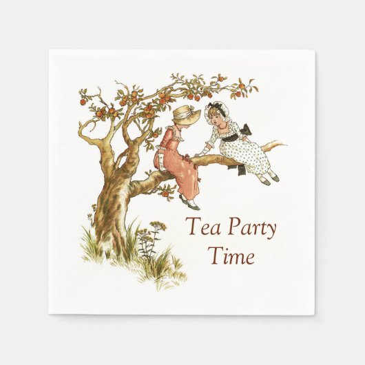 Tee-Party mit Kate Greenaway-Illustration Serviette (Vorderseite)
