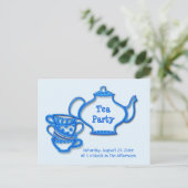 Tee-Party mit Kettle und Cups Einladungspostkarte (Stehend Vorderseite)