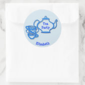 Tee-Party mit Kettle und Cups Runder Aufkleber (Tasche)