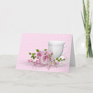 Tee Party mit Tasse und Untertasse Karte
