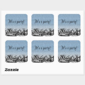 Tee-Party mit Textaufkleber Quadratischer Aufkleber (Blatt)