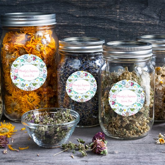 Tee-Party-Muster Personalisiert Tee Runder Aufkleber