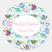 Tee-Party-Muster Personalisiert Tee Runder Aufkleber (Vorderseite)