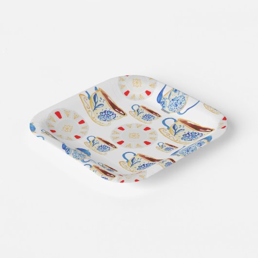 Tee-Party Party-Teller Pappteller (Gewinkelt)