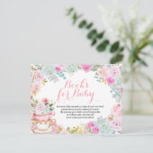 Tee-Party Pastel Blume Bücher für Kinder Einladungspostkarte (Stehend Vorderseite)