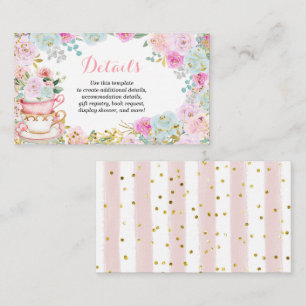 Tee-Party Pastel Blumendusche Details Karte