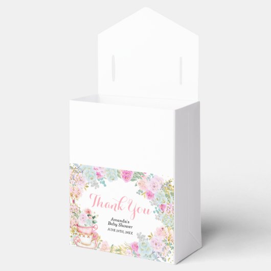 Tee Party Pastel Floral Baby Dusche Geschenkschachtel (Geöffnet)