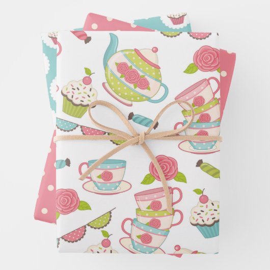 Tee Party Pastel Geschenkpapier Set (Beispiel)
