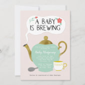 Tee Party Pink Baby Dusche Baby Braut Einladung (Vorderseite)