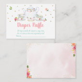 Tee-Party Pink-Gold-Baby-Dusche Windelwanne Begleitkarte (Vorne/Hinten)