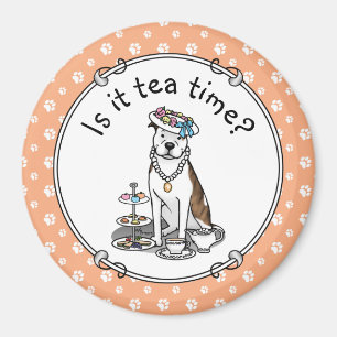 Tee Party Pit Bull (lt brindle white 3) Hund niedl Magnet