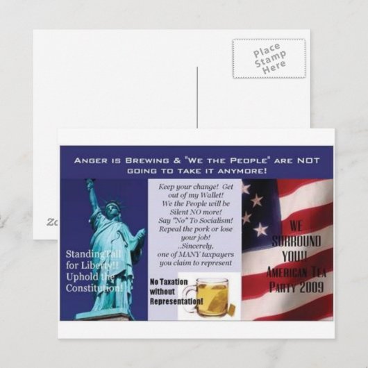 Tee-Party Postkarte (Vorne/Hinten)