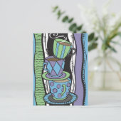 Tee-Party Postkarte (Stehend Vorderseite)