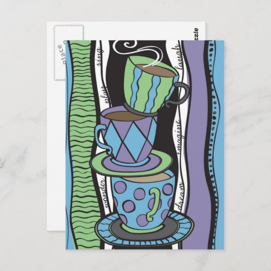 Tee-Party Postkarte (Vorne/Hinten)