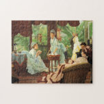 Tee-Party-Puzzlespiel James Tissot viktorianisches Puzzle<br><div class="desc">Tee-Partypuzzlespiel James Tissot viktorianisches. Ölmalerei auf Leinwand ab 1878. Tee-Party französischer Künstler James Tissots viktorianische (im Konservatorium) feautures ein Gruppe viktorianische Aristokraten, die Tee in einem erhaltenden Gewächshaus nehmen. Aufenthaltsräume mit einen Frauen in einem Stuhl in einem roten und rosa Kleid, während zwei Schwestern von den Teacups nippen, die zusammenpassende...</div>