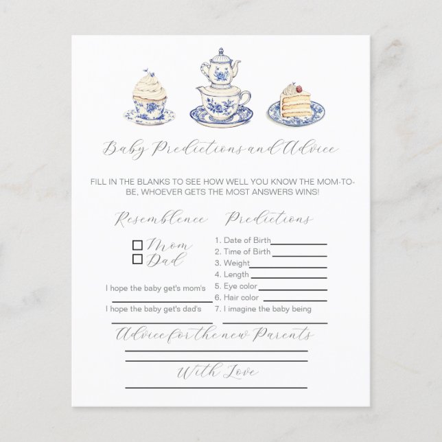 Tee-Party-Ratschläge für neues Elternspiel. (Vorderseite)