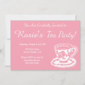 Tee-Party-Rosa-Roseteacup-Gewohnheits-Einladungen Einladung (Vorderseite)