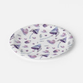 Tee Party rosa und blau Pappteller (Schrägansicht)