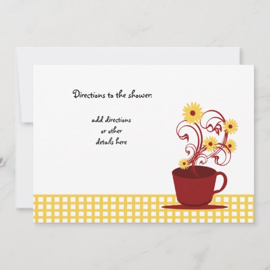 Tee Party Rotes und Gelbes Brautparty Einladung (Rückseite)