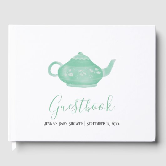 Tee-Party-Shabby Chic Kinderdusche Gästebuch (Vorderseite)