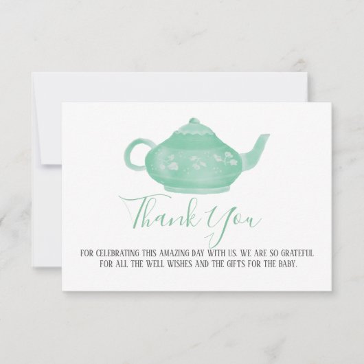 Tee-Party-Shabby Chic Kinderdusche | Vielen Dank Einladung (Vorderseite)