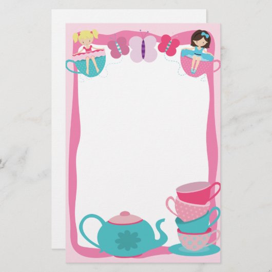 Tee-Party stationär Briefpapier (Vorne/Hinten)