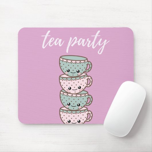 Tee-Party Teacups Pink Mousepad (Mit Mouse)