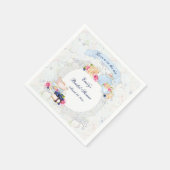 Tee-Party Teacups Teapot Blau Weiß rosa Spitzen Serviette (Ecke)