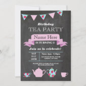 Tee-Party Teapot Alice im Wunderland Chalk Einladung (Vorderseite)