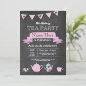 Tee-Party Teapot Alice im Wunderland Chalk Einladung (Stehend Vorderseite)