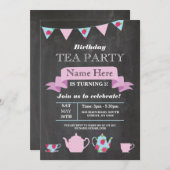 Tee-Party Teapot Alice im Wunderland Chalk Einladung (Vorne/Hinten)