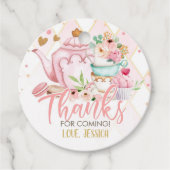 Tee Party Tee für zwei rosa Blumenbrauen Party Geschenkanhänger (Vorderseite)