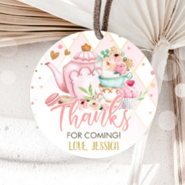 Tee Party Tee für zwei rosa Blumenbrauen Party Geschenkanhänger